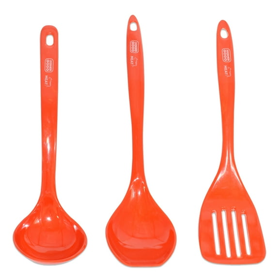 The Kosher Cook, Large Melamine Utensil Spatula Ladel and Spoon Set - Red