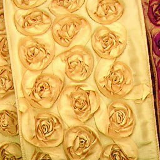 The Ribbon People Gold Contemporary Roses Wired Craft Ribbon 4" x 10 Yards