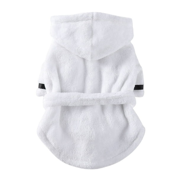 unbranded Durable Polyester Pet Bathrobe White Comfortable Dog Robe for After Bath Use