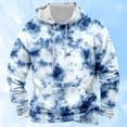 thumbnail image 2 of Bjutir Mens Hoodie Sweatshirts Sports Hooded Tie Dye Printed Long Sleeved Sweatshirt Pullover Tops Blue, 2 of 7