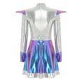 thumbnail image 4 of renvena Womens Alien Astronaut Cosplay Dress Long Sleeve Shiny Metallic Halloween Party Rave Blue XL, 4 of 7