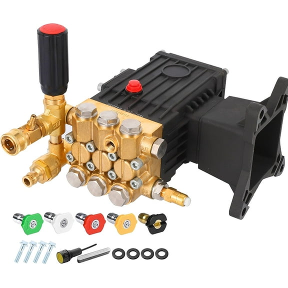 Towallmark Pressure Washer Pump - 4000PSI 4.4GPM 1" Shaft Horizontal Triplex Plunger Power Washer, Replacement Kit, Direct Drive