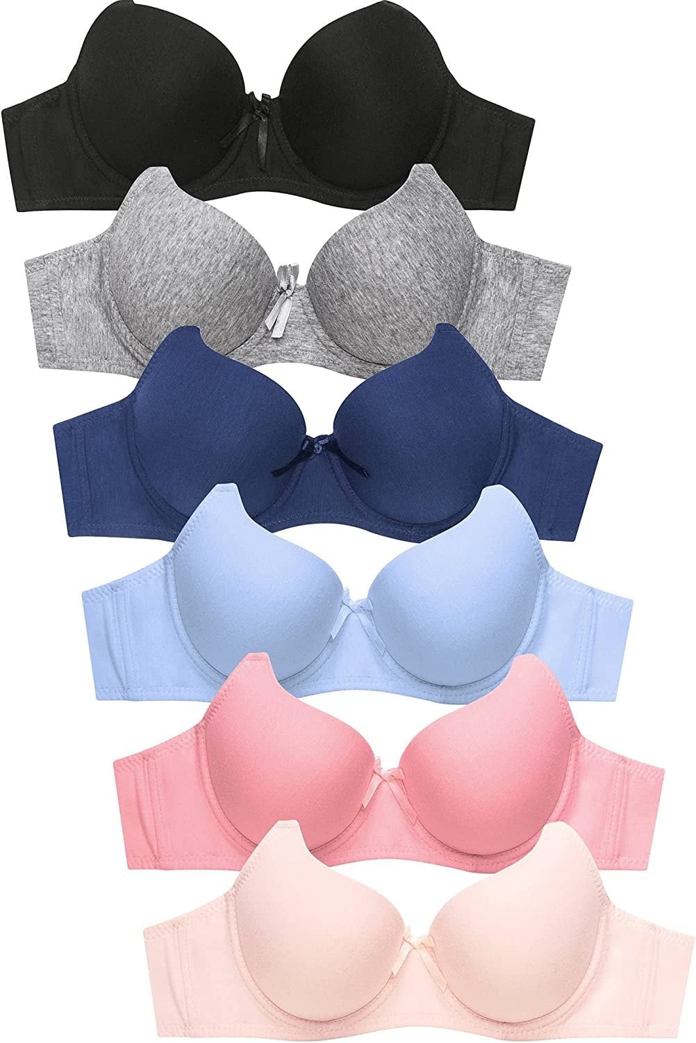 Mamia Women's Basic Lace/Plain Lace Bras Pack of 6- Various Styles #65-1 3 Hooks, 44DD - Walmart.com
