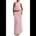 thumbnail image 2 of Conjunto de Dos Piezas de Falda Larga para Mujer, con Cuello Halter, Espalda Descubierta y Falda Larga para Salir en la Playa. Conjunto de Dos Piezas. Rosa XL, 2 of 7