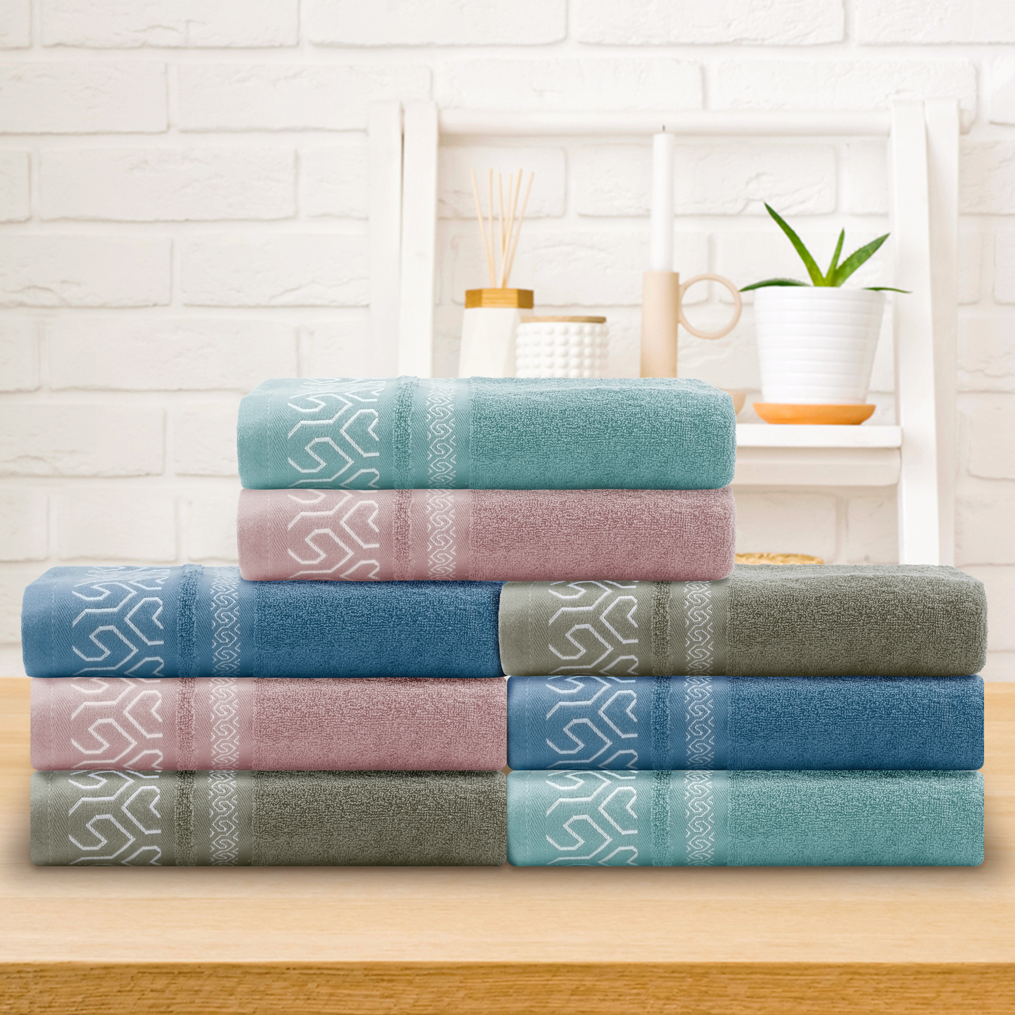 Unique Bargains Cotton Bath Towels Set of 2 Soft Quick Dry Durable Bathroom Towels Blue 28" x 56"