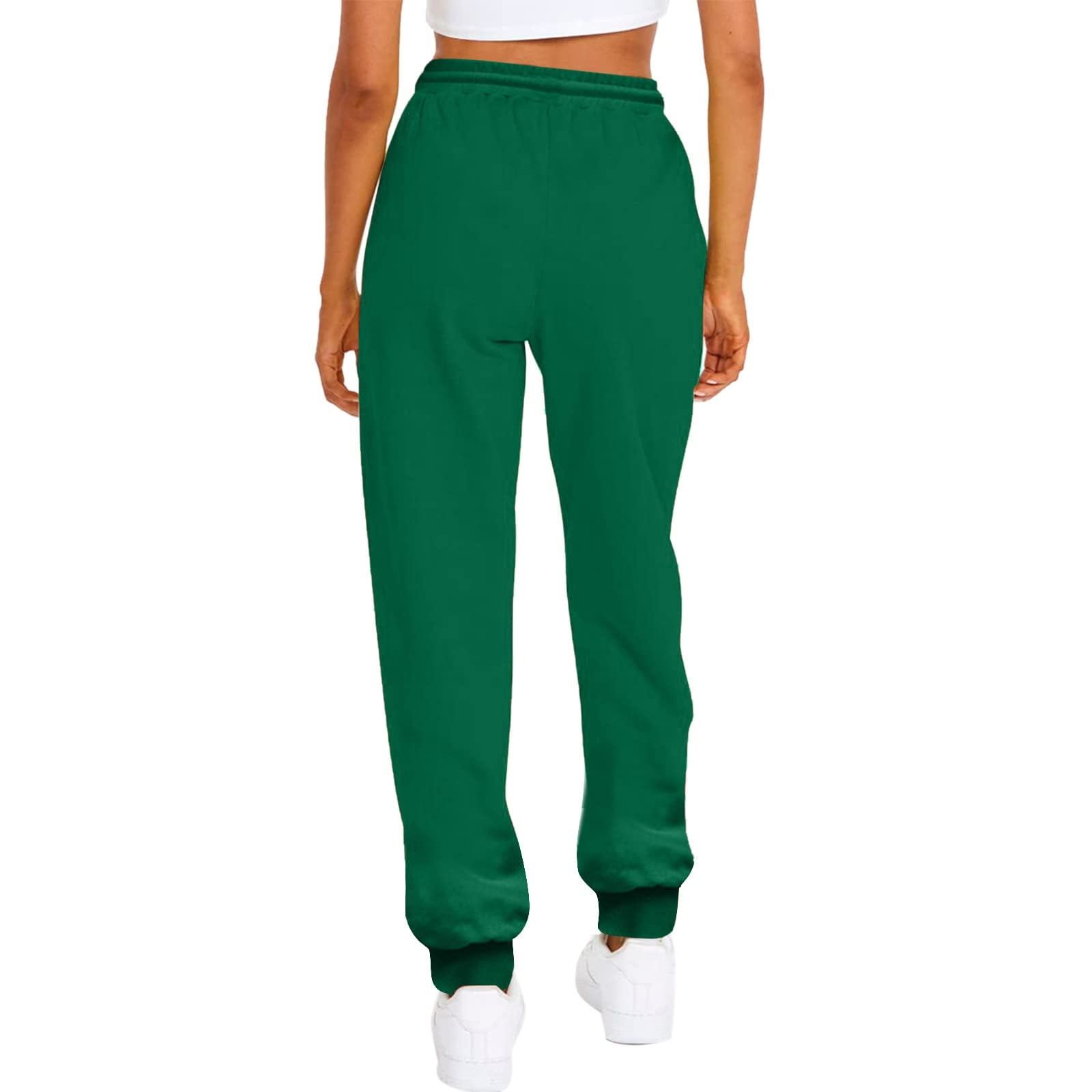 FAIWAD Women's Wide Leg Joggers, Solid Color, Drawstring