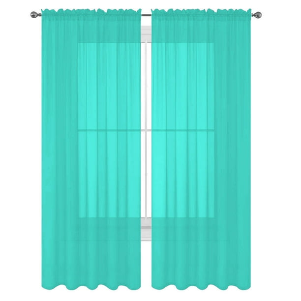 Decotex 2 Piece Elegant Solid Sheer Window Curtain Panels Treatment