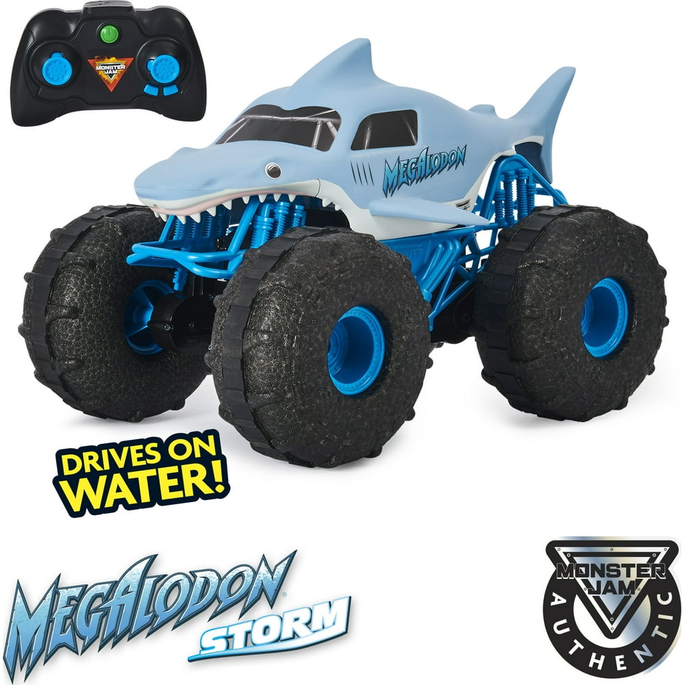 Monster Jam, Official Megalodon Storm AllTerrain Remote Control Monster Truck Toy Vehicle, 115