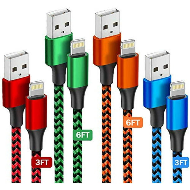Iphone Charger Cord Mfi Certified Lightning Cable 4pack 3 3 6 6ft Cable Fast Iphone Charging Cable Cord Nylon Braided Long Usb Cable Compatible Iphone 12 Mini 11 Pro Max Xr Max 8 7 6 6s Se I Walmart Com