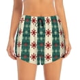 thumbnail image 2 of Balery Christmas Snowflakes Plaid Pantalones cortos deportivos para mujer con forro y dos bolsillos, elásticos, para entrenamiento, gimnasio, yoga-XX-Large, 2 of 7