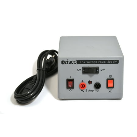 Eisco Labs Low Voltage Power Supply, AC/DC Switchable, 6V or 12V at 2 Amp Output - Banana Plug Terminals (110V Input)