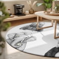thumbnail image 5 of Washable Round Area Rug Funny Animal SPA Sketch Art Circle Rugs Floor Carpet for Living Room Bedroom, Bear Panda Elephant Raccoon Soft Non Slip Round Rug 4ft, 5 of 9