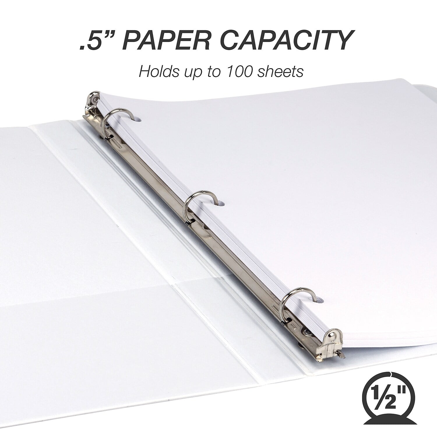 Samsill Durable .5" Round Ring Binder, White, Customizable, 8 Pack