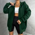 thumbnail image 2 of ChaoHeng Womens Jackets and Coats Clearance 2024 Clearance,Women's Stylish Warm Solid Color Zipper Hooded Loose Sweater Sweater,Army Green,S, 2 of 4