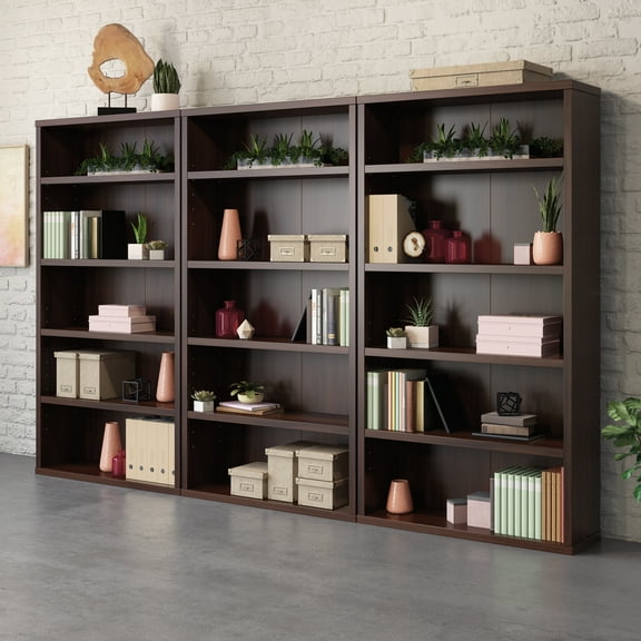 Sauder Affirm Engineered Wood 5-Shelf Bookcase in Noble Elm/Brown