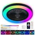 thumbnail image 5 of Luz de ventilador de techo negro de 19 pulgadas con led RGB - Dimmable y cambiante de color, APP y control remoto, ventilador de techo inteligente moderno para sala de estar, 5 of 5