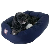 Majestic Pet Sherpa Poly/Cotton Bagel Pet Bed for Dogs, Calming Dog Bed Washable, Small, Blue