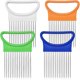 thumbnail image 1 of 4 Pieces Stainless Steel Onion Cutter Vegetable Tomato Holder Cutter for Kitchen Workers Safety Cooking Tools, 4 Colors, 1 of 5