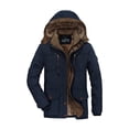 thumbnail image 1 of Sonducket Abrigo grueso de lana cálido a prueba de viento para clima frío extremo, chaqueta de invierno de talla grande 5Xl 6Xl Abrigos y chamarras azul oscuro 3XL, 1 of 6