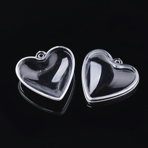 20 pc Plastic Pendants Heart Clear 29x30x18mm Hole: 1.8mm Inner Diameter: 21x26mm