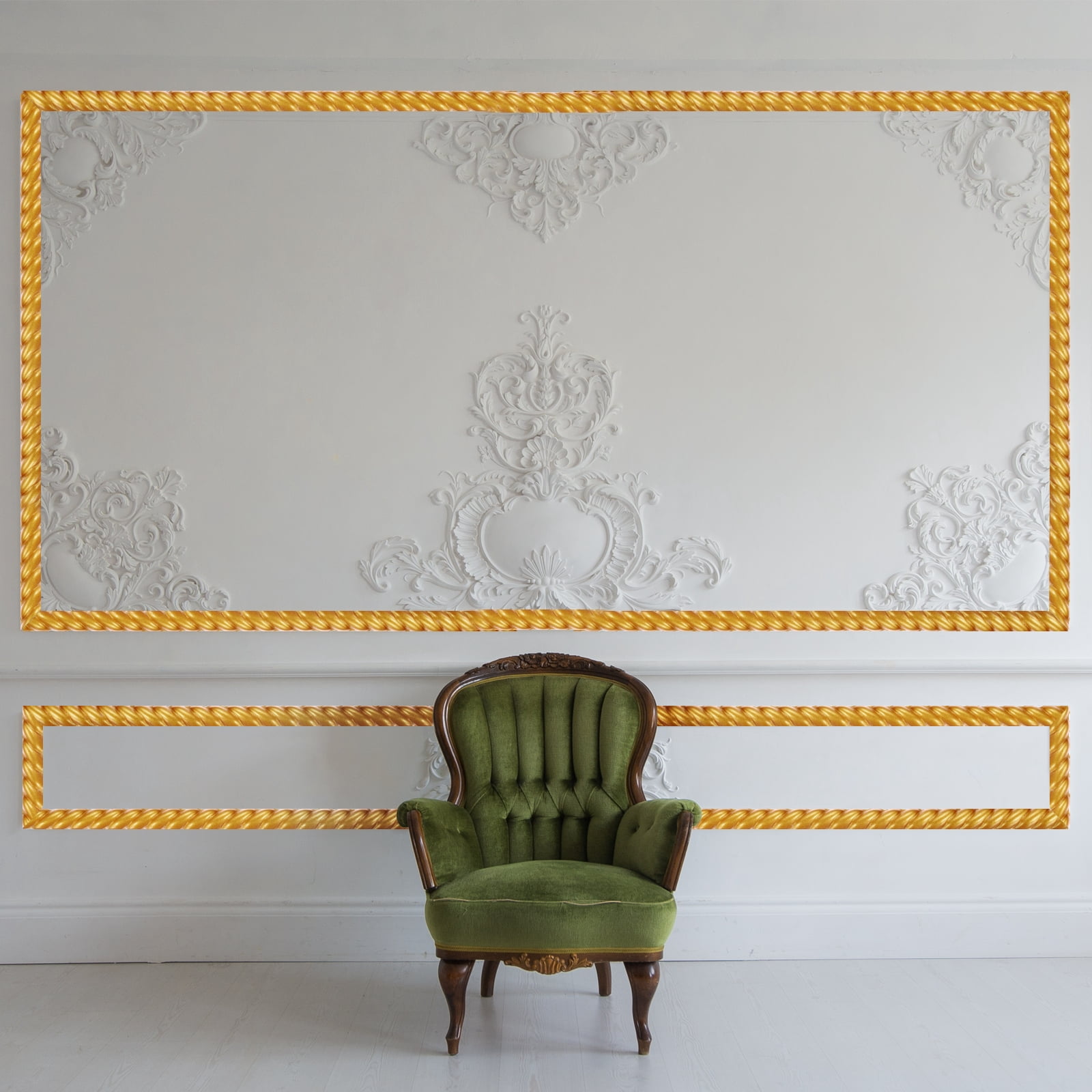 Unique Bargains Peel Stick Molding Trim Walls Adhesive Home Decor Gold 0.6" x 16 ft