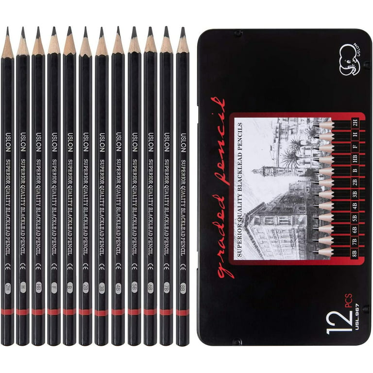 Duslogis Professional Drawing Sketch Pencils Set of 12, Medium (8B - 2H),  Ideal for Drawing Art, Sketching, Shading, Artist Pencils for Beginners 