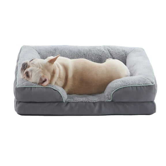 WATANIYA PET Orthopedic Egg-Crate Foam Dog Sofa Bed,Removable Nonslip Pet Couch With Sides, Grey