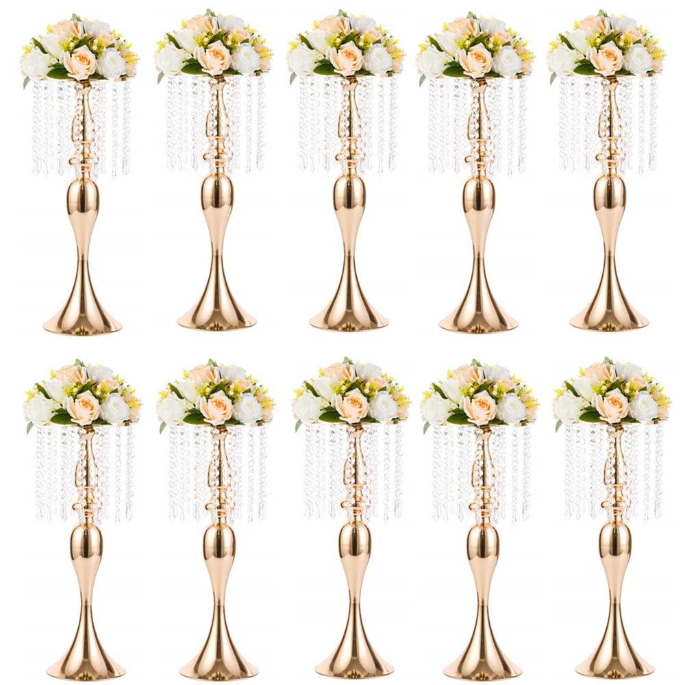 Crystal Metal Centerpiece Vase 10 Pcs 21.3 inches Tall Flower Stand