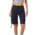 thumbnail image 2 of Vibrex Women's Loose Multi-Pockets Bermuda Cargo Shorts Bermuda Shorts for Women Cargo Shorts Knee Length Shorts Summer Solid Color Versatile Casual Pants, 2 of 5
