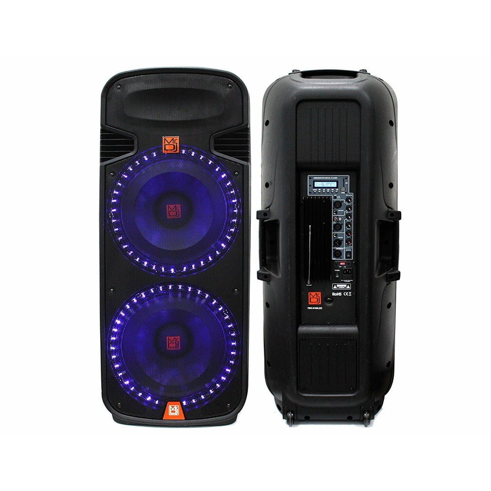 Mr. Dj USA PBX6100LED Dual 15Inch 3Way Portable Speaker with