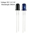 thumbnail image 3 of 5 pairs 5mm 940nm LEDs Infrared Emitter and IR Receiver Diode DC 1.2V Light Emitting Diodes, 3 of 5