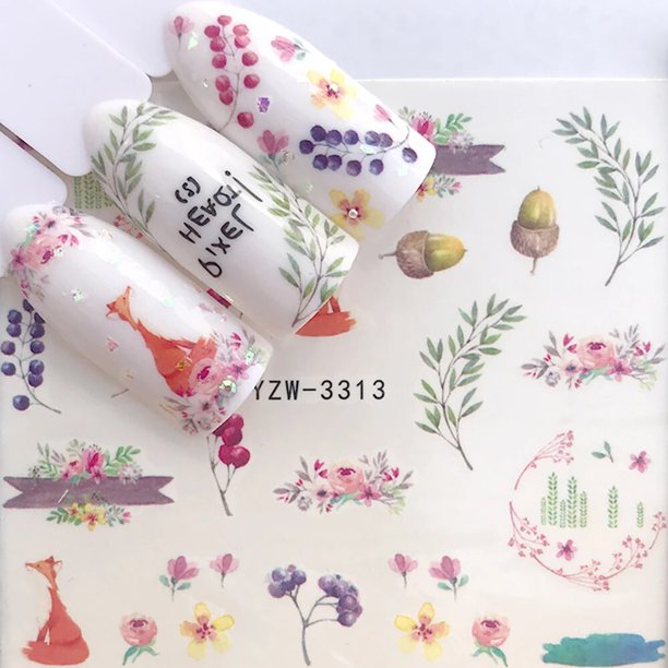 pegatinas para uñas decoracion de uñas pegatina semipermanentes Deslizadores de invierno, pegatinas de alce, Lobo, Animal, figura de transferencia artística, mariposas, marca de agua, deslizador de ag