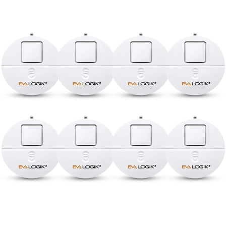 EVA LOGIK Modern Ultra-Thin Window Alarm with Loud 120dB Alarm and Vibration Sensors Compatible with Virtually Any Window, Glass Break Alarm Perfect for Home, Office, Dorm Room- 8 Pack