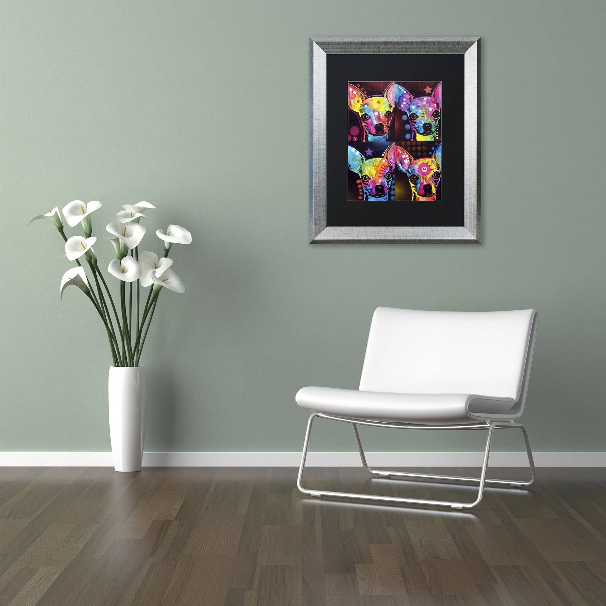 Trademark Fine Art "Chihuahua 4x" Canvas Art by Dean Russo, Black Matte, Silver Frame