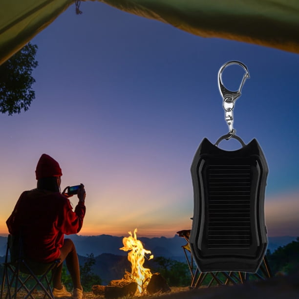 Llavero Power Bank USB Celular Solar con Luz LED Negro JShteea Para Estrenar
