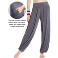 thumbnail image 3 of Hanerdun Women Pocket Yoga Pant Female Wide Leg Sport Pants Bottoms Dark Gray S, 3 of 7