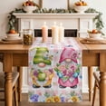 thumbnail image 2 of Table Runner 72 Inches Long for Kitchen Dining, Watercolor Gnomes Floral Dresser Scarf Farmhouse, Dining Table Decorations for Wedding/Parties, Spring Butterflies Flowers Pink Plaid 18 x 72 In, 2 of 8