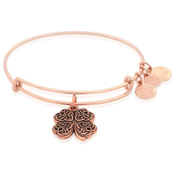 Alex and Ani Four Leaf Clover IV Bangle Bracelet ROSE GOLD New Tag Box Card
