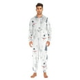 thumbnail image 3 of FORMRS Onesies Pajama for Adults Unisex Hoodie Winter Jumpsuit One Piece Sleepwear, Sizes S-2XL, Blue Cartoon Snowmen, 3 of 7