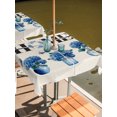 thumbnail image 3 of Square Outdoor Tablecloth with Umbrella Hole Navy Blue Bottle Hydrangeas Table Cloth Waterproof Patio Table Cover Country Rustic Flowers Burlap Zipper Tablecloths for Picnic Camping 54x54 Inch, 3 of 8