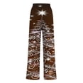thumbnail image 3 of WXLWZYWL Pajama Pants Women Casual Plus Size Christmas Santa Claus Snowflake Print Trousers Drawstring Waist Comfy Yoga Pants, 3 of 4