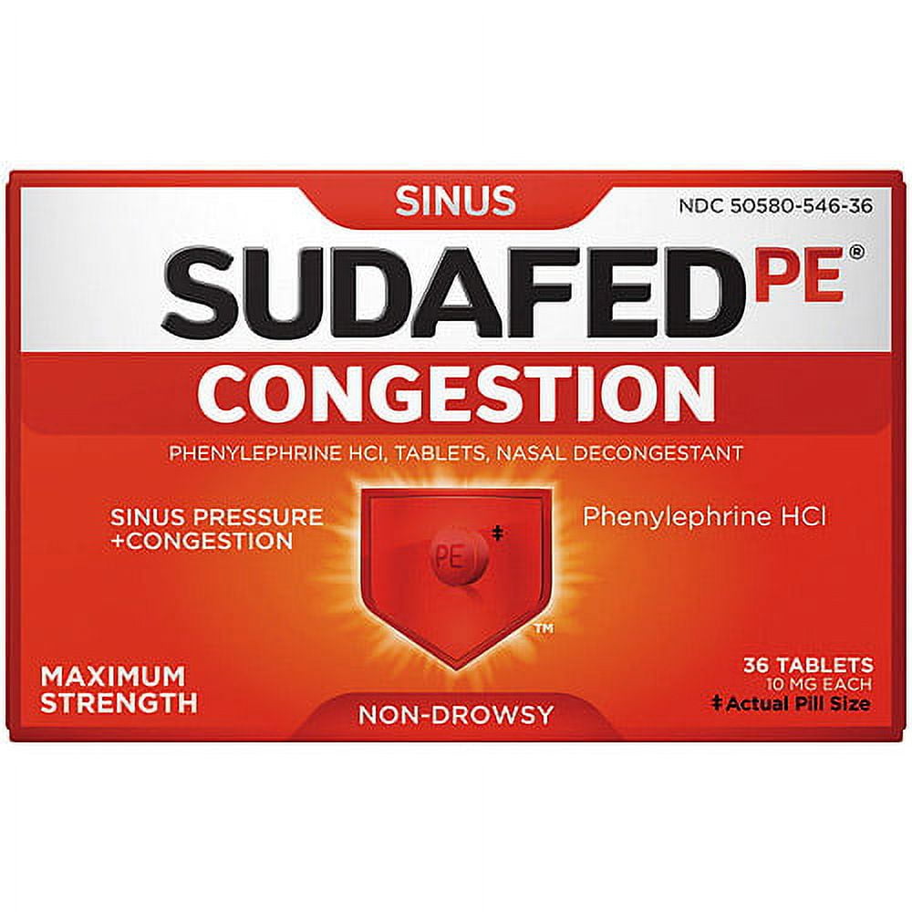 McNeil Sudafed PE Nasal Decongestant, 36 ea