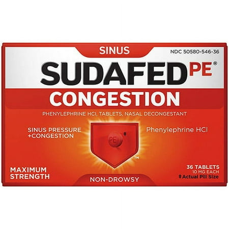 McNeil Sudafed PE Nasal Decongestant, 36 ea