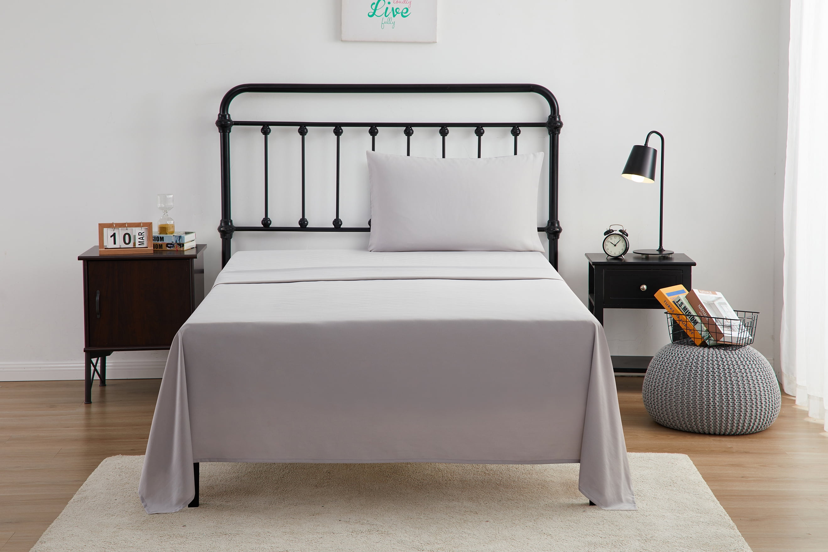 Your Zone 5-Piece Gray Stripe Bed in a Bag, Twin