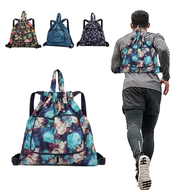 Iumwxz Organizers and Storage Drawstring Backpack Common Drawstring Bag Folding Storage Bag Sports Fitness Bag Drawstring Pocket Travel Backpack Dresser Shelf Multicolor Polyester Tax Free Weekend