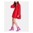 thumbnail image 3 of FREE PEOPLE Womens Red Bell Sleeve V Neck Mini Shift Party Dress Size: L, 3 of 4