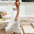 thumbnail image 4 of Vestido ajustado para mujer Estilo bohemio Traje de vacaciones con ribete de encaje para mujer (Blanco L) FLhrweasw Nuevo, 4 of 7