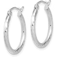 thumbnail image 2 of 10K White Gold Diamond Cut Hinged Hoop Earrings - 20mm, 2 of 6