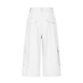 thumbnail image 6 of Women Solid Casual Plain Summer High Waist Capris H-Line Regular Pocket Stitching Fashion Pants Cargo Pants, 6 of 7
