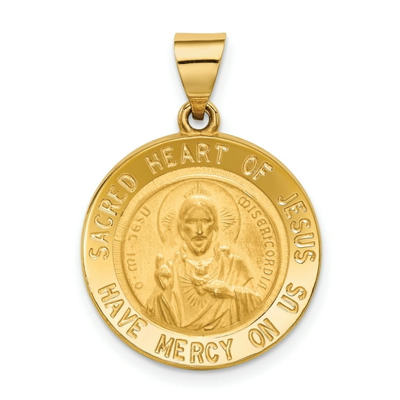 14k Sacred Heart of Jesus Medal Round Pendant